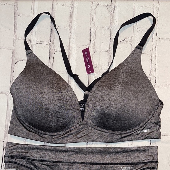 NWT- ADORE ME 2 pc lightweight bra and thong panty set. Gray. Size 34C/S… - Picture 3 of 7